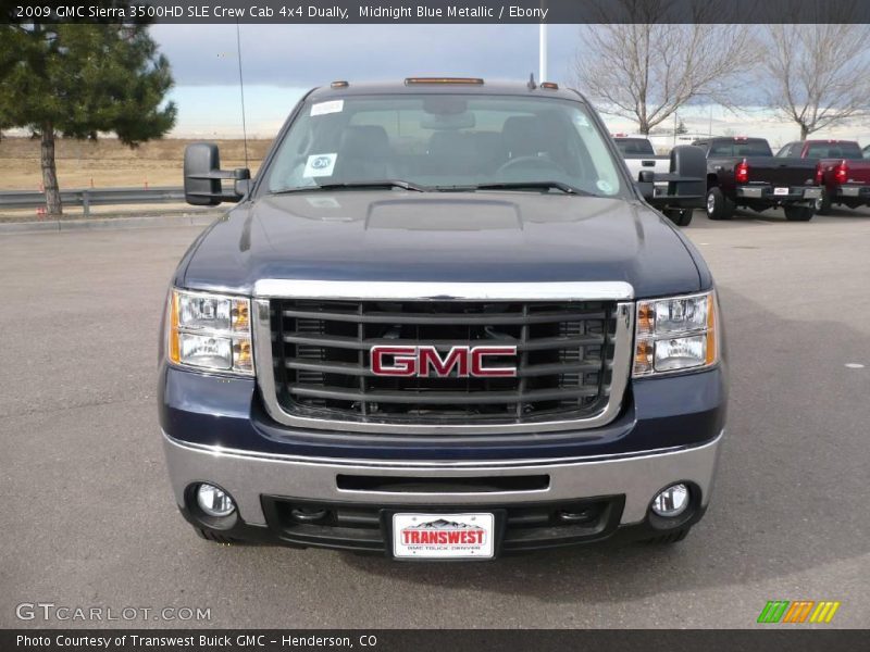 Midnight Blue Metallic / Ebony 2009 GMC Sierra 3500HD SLE Crew Cab 4x4 Dually