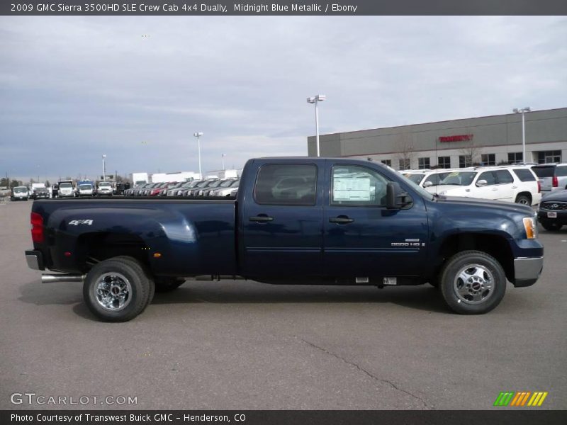 Midnight Blue Metallic / Ebony 2009 GMC Sierra 3500HD SLE Crew Cab 4x4 Dually