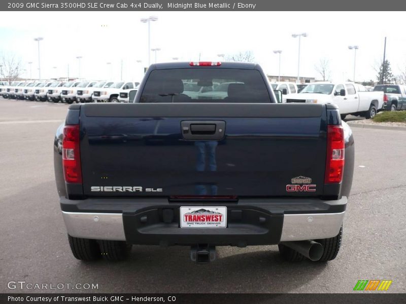 Midnight Blue Metallic / Ebony 2009 GMC Sierra 3500HD SLE Crew Cab 4x4 Dually