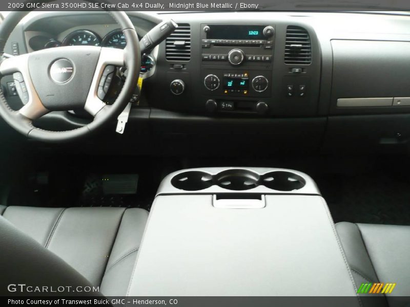 Midnight Blue Metallic / Ebony 2009 GMC Sierra 3500HD SLE Crew Cab 4x4 Dually