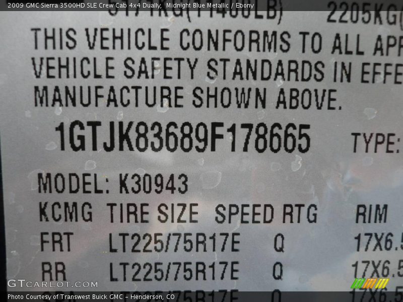 Midnight Blue Metallic / Ebony 2009 GMC Sierra 3500HD SLE Crew Cab 4x4 Dually