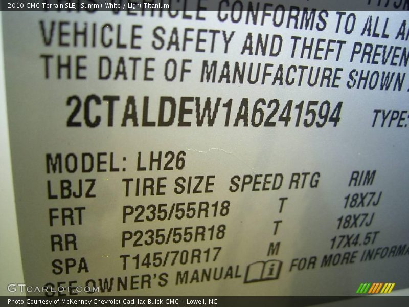Summit White / Light Titanium 2010 GMC Terrain SLE