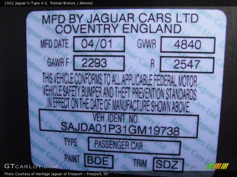 Roman Bronze / Almond 2001 Jaguar S-Type 4.0