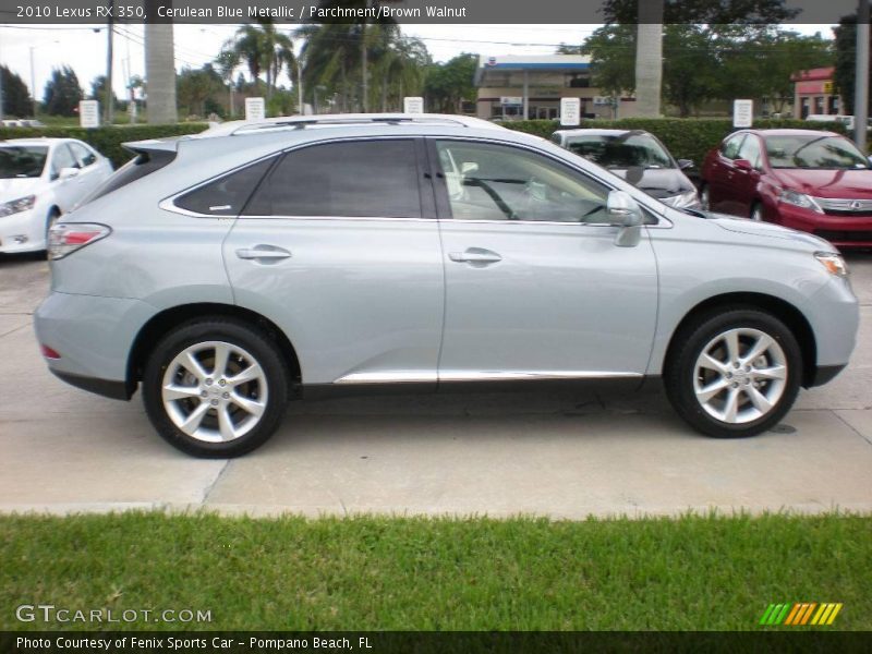 Cerulean Blue Metallic / Parchment/Brown Walnut 2010 Lexus RX 350