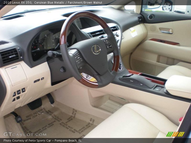 Cerulean Blue Metallic / Parchment/Brown Walnut 2010 Lexus RX 350