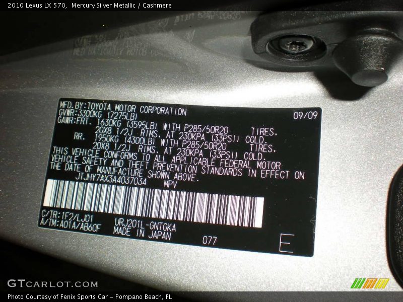 Mercury Silver Metallic / Cashmere 2010 Lexus LX 570