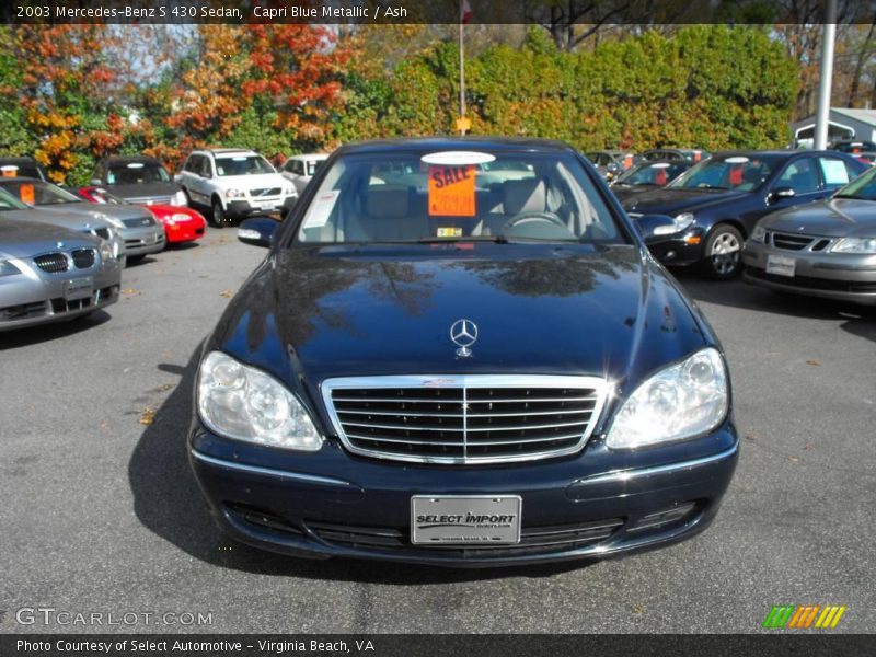 Capri Blue Metallic / Ash 2003 Mercedes-Benz S 430 Sedan