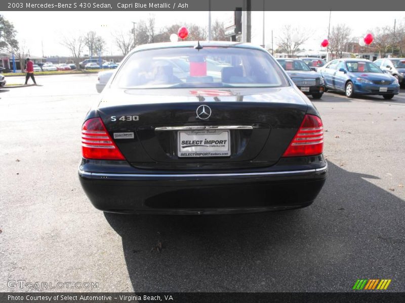 Capri Blue Metallic / Ash 2003 Mercedes-Benz S 430 Sedan