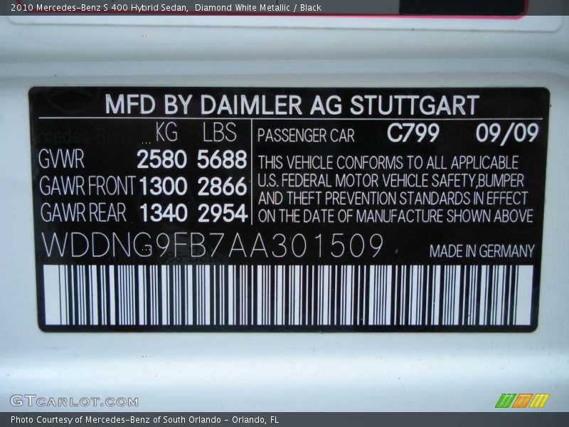 Diamond White Metallic / Black 2010 Mercedes-Benz S 400 Hybrid Sedan