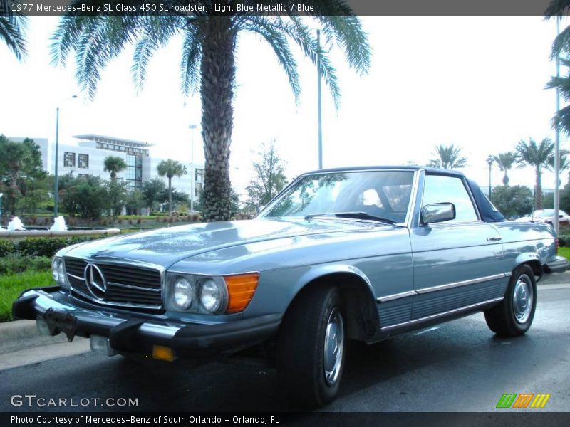 Light Blue Metallic / Blue 1977 Mercedes-Benz SL Class 450 SL roadster
