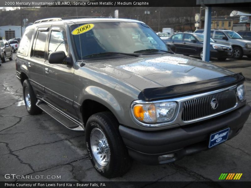 Spruce Green Metallic / Medium Graphite 2000 Mercury Mountaineer V8 AWD