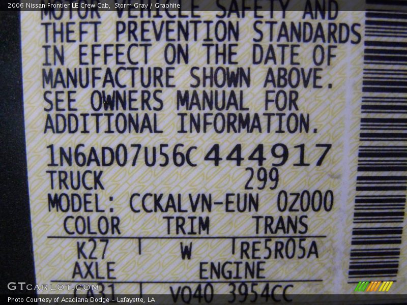 Storm Gray / Graphite 2006 Nissan Frontier LE Crew Cab