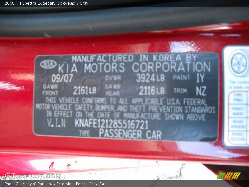 Spicy Red / Gray 2008 Kia Spectra EX Sedan