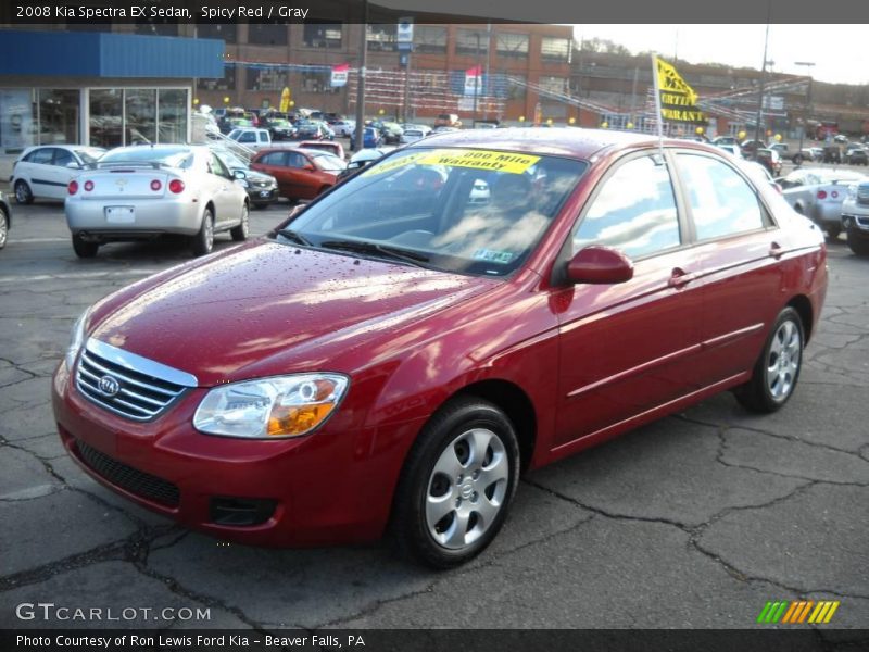 Spicy Red / Gray 2008 Kia Spectra EX Sedan