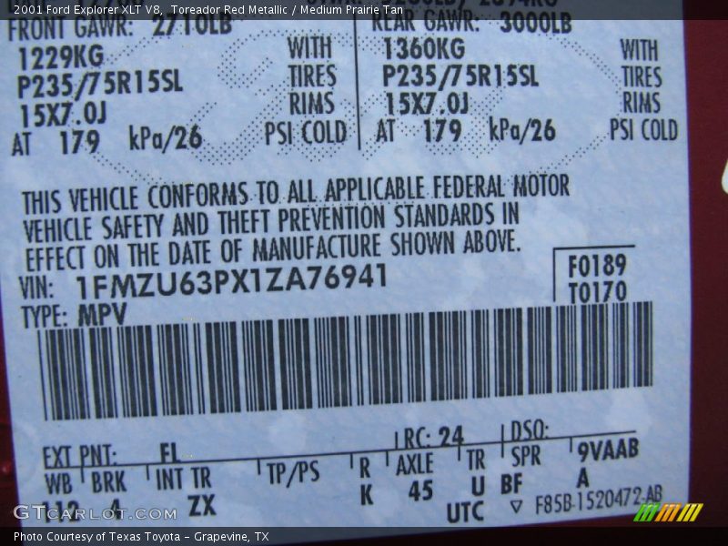 Toreador Red Metallic / Medium Prairie Tan 2001 Ford Explorer XLT V8