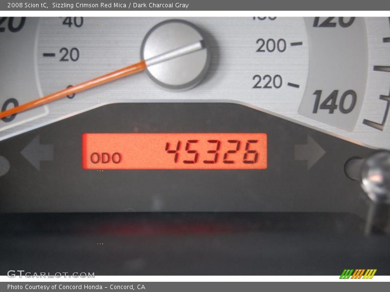 Sizzling Crimson Red Mica / Dark Charcoal Gray 2008 Scion tC