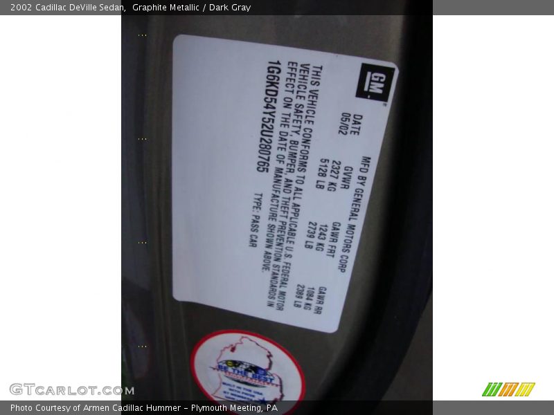 Graphite Metallic / Dark Gray 2002 Cadillac DeVille Sedan