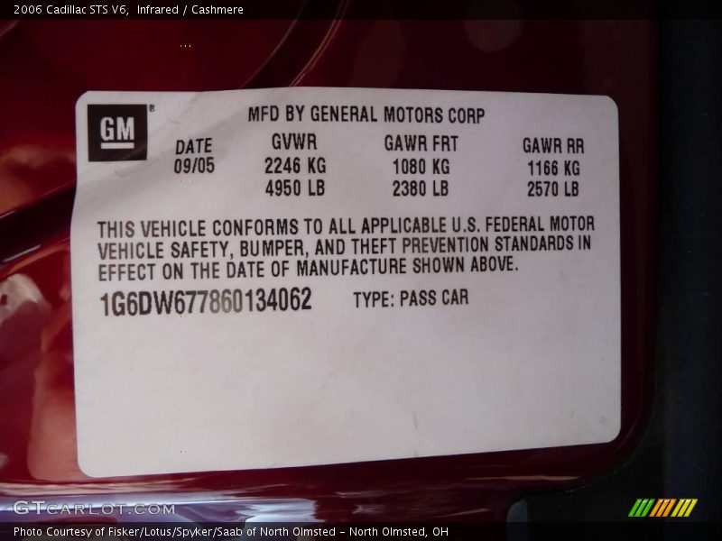 Infrared / Cashmere 2006 Cadillac STS V6