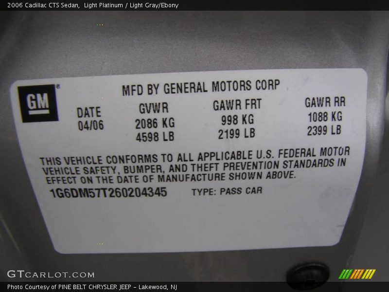Light Platinum / Light Gray/Ebony 2006 Cadillac CTS Sedan