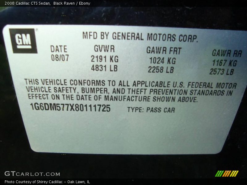 Black Raven / Ebony 2008 Cadillac CTS Sedan