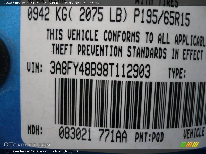 Surf Blue Pearl / Pastel Slate Gray 2008 Chrysler PT Cruiser LX