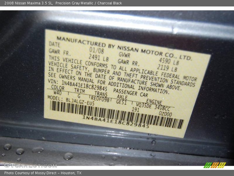 Precision Gray Metallic / Charcoal Black 2008 Nissan Maxima 3.5 SL