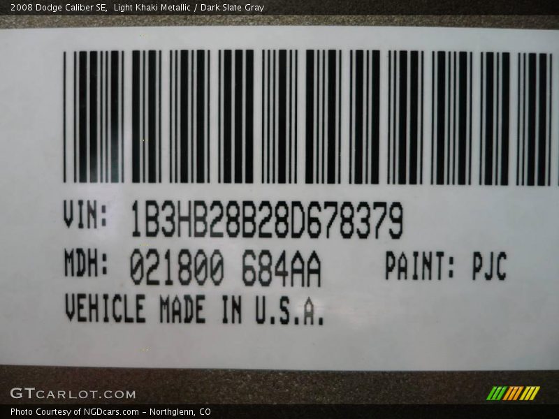 Light Khaki Metallic / Dark Slate Gray 2008 Dodge Caliber SE