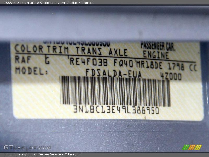 Arctic Blue / Charcoal 2009 Nissan Versa 1.8 S Hatchback