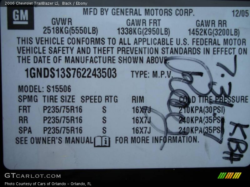 Black / Ebony 2006 Chevrolet TrailBlazer LS