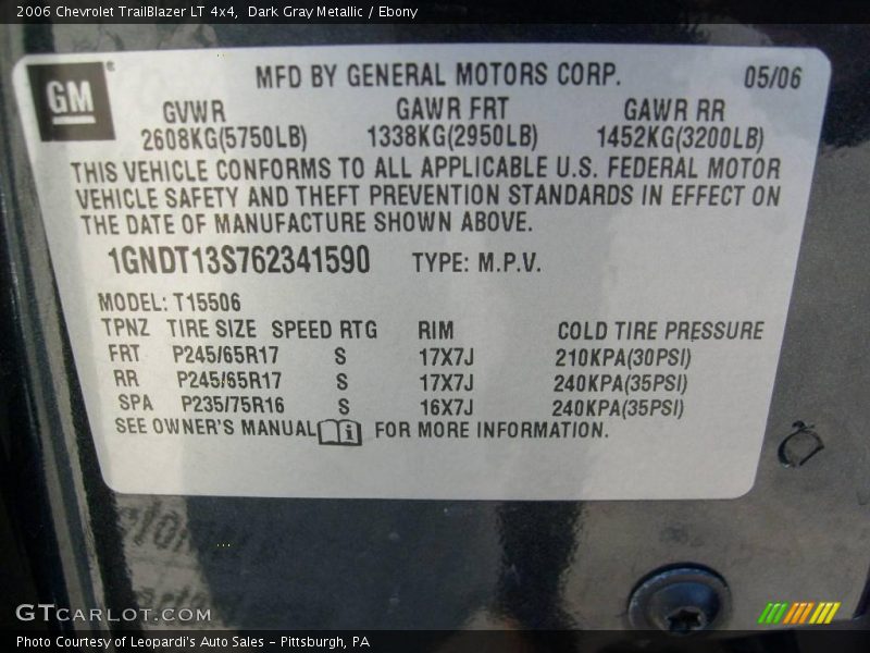 Dark Gray Metallic / Ebony 2006 Chevrolet TrailBlazer LT 4x4