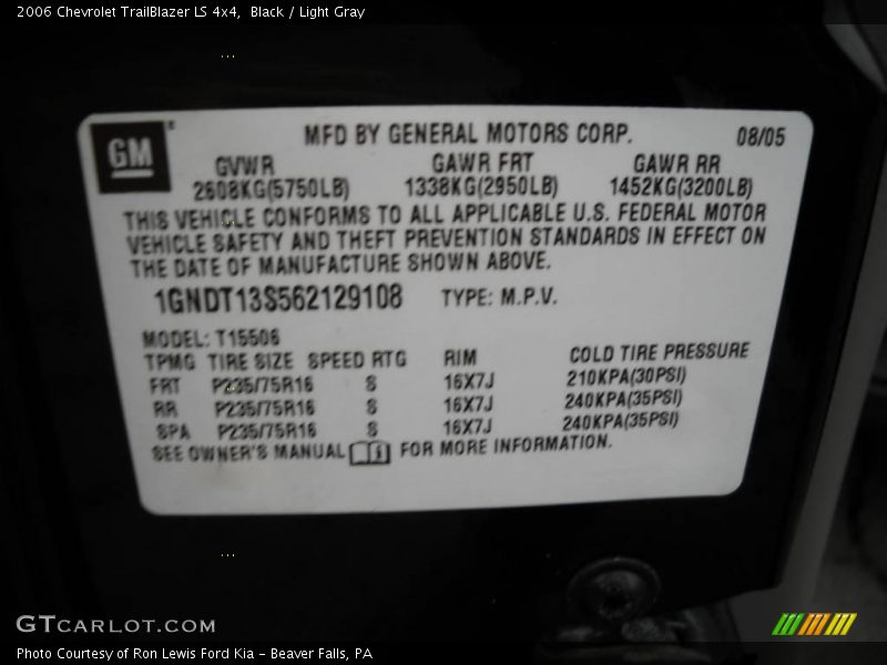 Black / Light Gray 2006 Chevrolet TrailBlazer LS 4x4