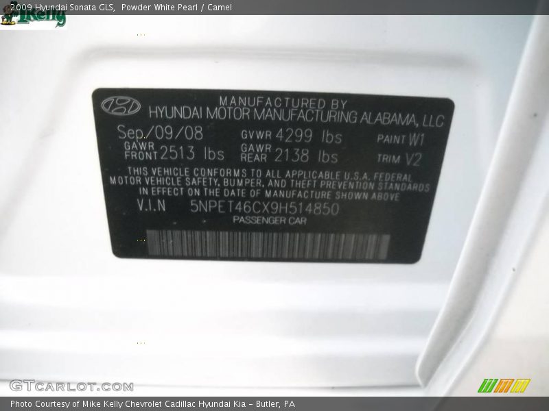 Powder White Pearl / Camel 2009 Hyundai Sonata GLS