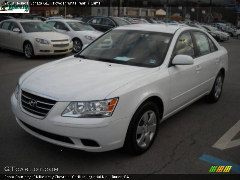 Powder White Pearl / Camel 2009 Hyundai Sonata GLS