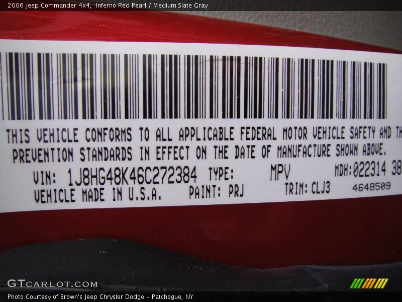 Inferno Red Pearl / Medium Slate Gray 2006 Jeep Commander 4x4