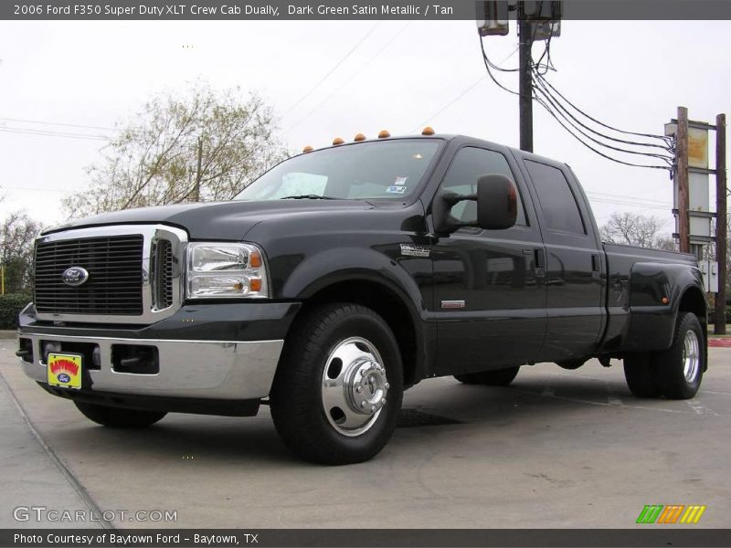 Dark Green Satin Metallic / Tan 2006 Ford F350 Super Duty XLT Crew Cab Dually