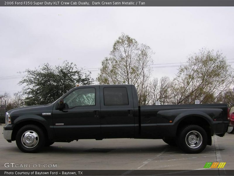 Dark Green Satin Metallic / Tan 2006 Ford F350 Super Duty XLT Crew Cab Dually