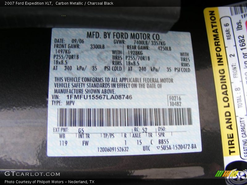 Carbon Metallic / Charcoal Black 2007 Ford Expedition XLT