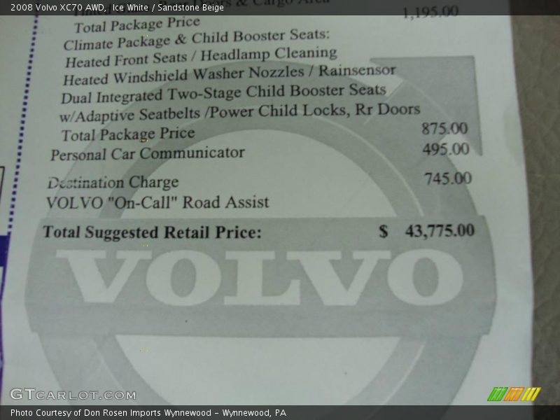 Ice White / Sandstone Beige 2008 Volvo XC70 AWD