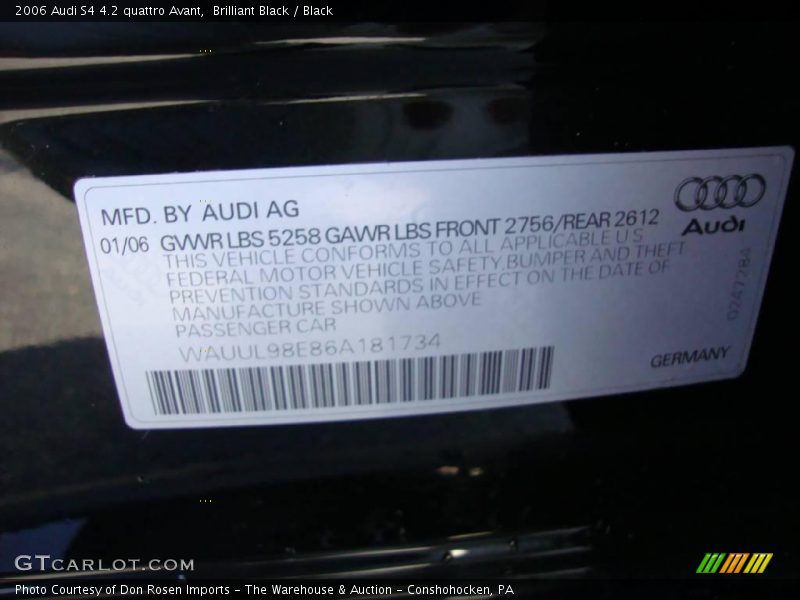 Brilliant Black / Black 2006 Audi S4 4.2 quattro Avant