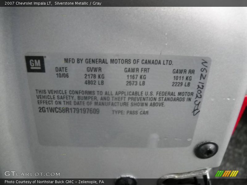 Silverstone Metallic / Gray 2007 Chevrolet Impala LT