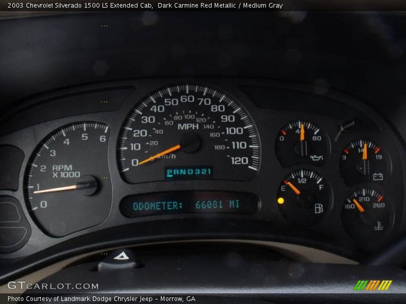 Dark Carmine Red Metallic / Medium Gray 2003 Chevrolet Silverado 1500 LS Extended Cab