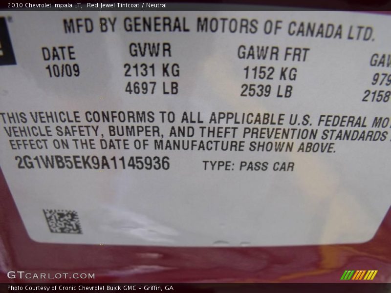 Red Jewel Tintcoat / Neutral 2010 Chevrolet Impala LT