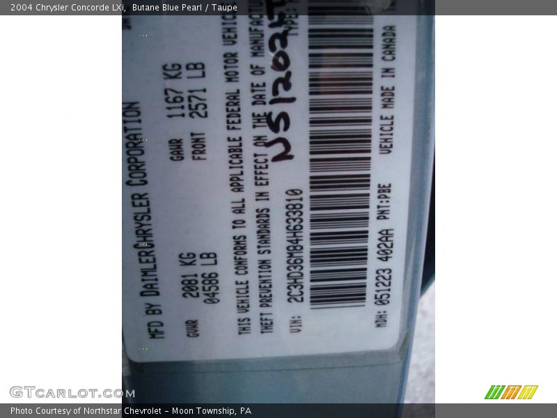 Butane Blue Pearl / Taupe 2004 Chrysler Concorde LXi