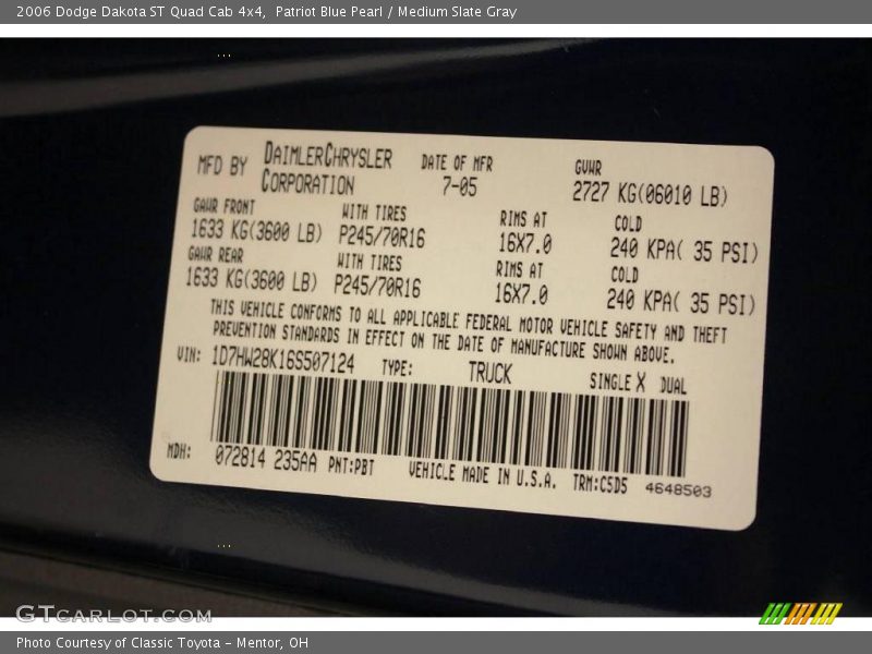 Patriot Blue Pearl / Medium Slate Gray 2006 Dodge Dakota ST Quad Cab 4x4