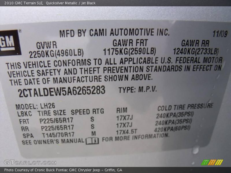 Quicksilver Metallic / Jet Black 2010 GMC Terrain SLE