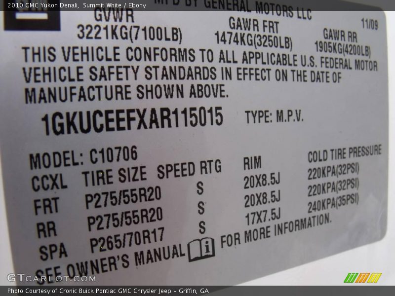 Summit White / Ebony 2010 GMC Yukon Denali