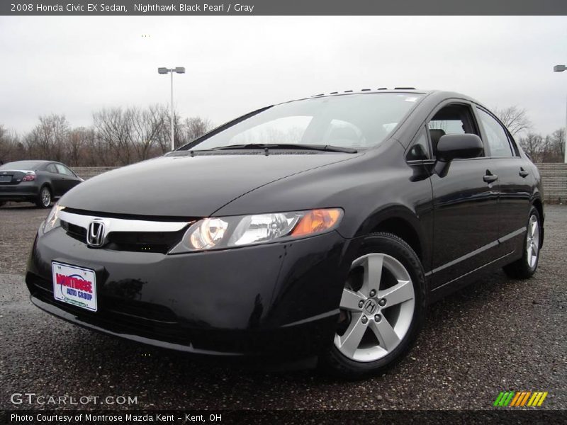 Nighthawk Black Pearl / Gray 2008 Honda Civic EX Sedan