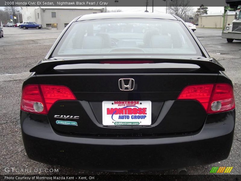Nighthawk Black Pearl / Gray 2008 Honda Civic EX Sedan