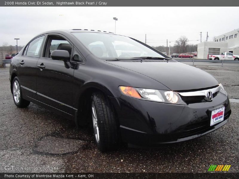 Nighthawk Black Pearl / Gray 2008 Honda Civic EX Sedan