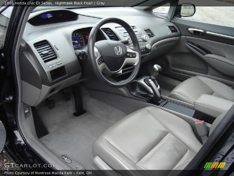 Nighthawk Black Pearl / Gray 2008 Honda Civic EX Sedan